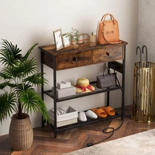 NNECW Console Table with Charging Station for Living Room/Entry