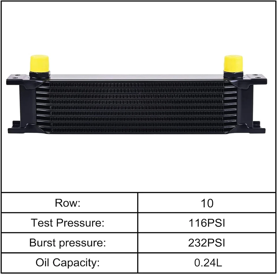 Universal Black 10AN 10 Row Oil Cooler Engine Trans Transmission Aluminum — 第 2/4 张图片