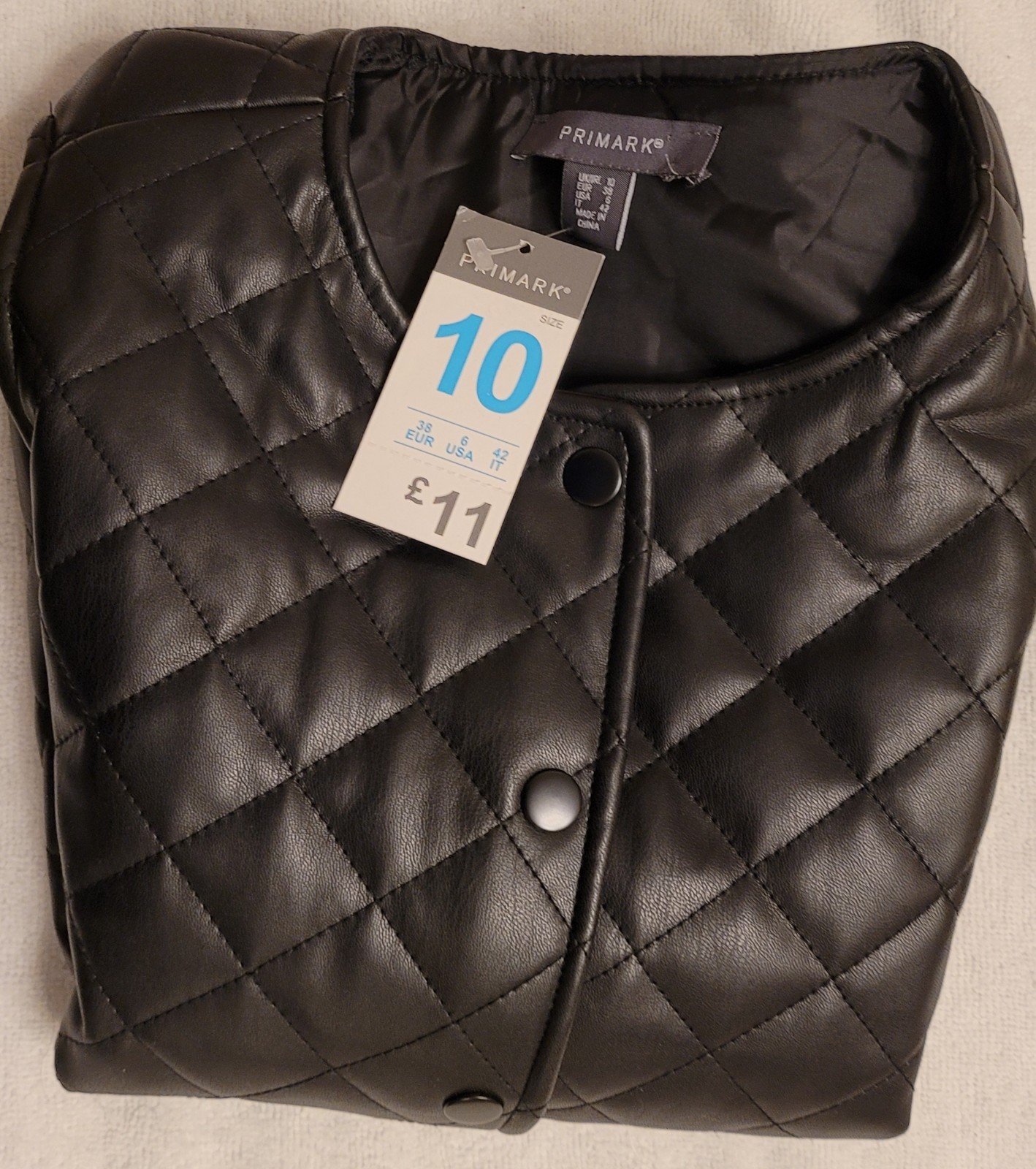 Girl's Black Leather Puffer Vest Quilted Padded Vest, sz:10 , RRP £ 19.99