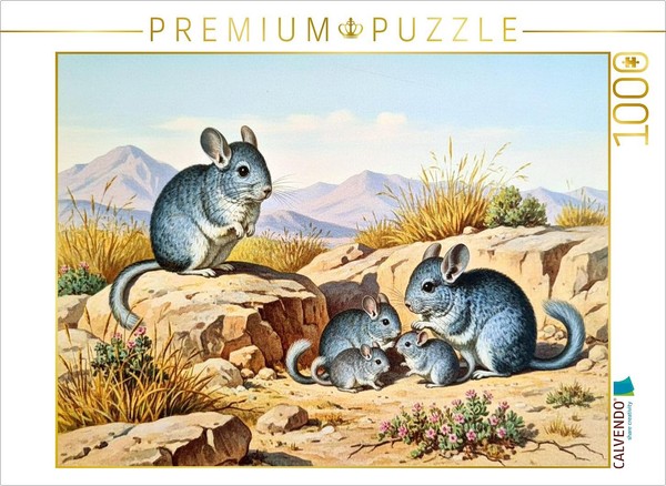 Calvendo Puzzle Chinchillas With Young | 1000 Pieces, Finished Size 25.2 × 18.9-image