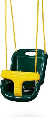 Gorilla Playsets High Back Plastic Infant Swing with Yellow T Bar & Rope, Green