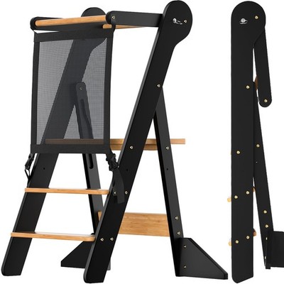 Foldable Toddler Standing Tower - Adjustable Height Folding Step Stool Kid To...
