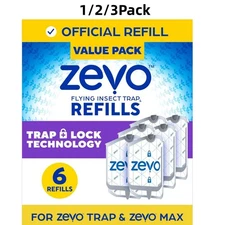Zevo Flying Insect Trap Refill Cartridges -Easy to Use (6 Refill Cartridges) US