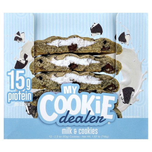Protein Cookie, Milk & Cookies, 12 Cookies, 2.2 oz (63 g) Each