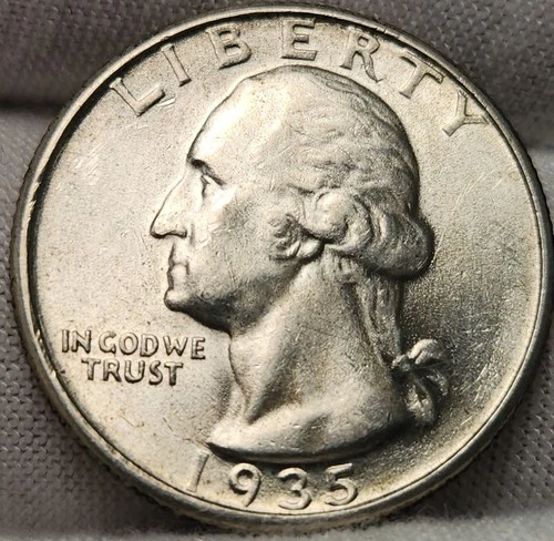 1935 P  Washington Quarter, Choice BU, 90% Silver Coin, Great Album Filler! Q-25