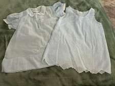 2 Vintage Baby Girls 100 Combed Cotton Slip  Dress Set Philippines Blue  Whit