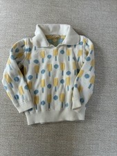 Monica  Andy 100 Organic Cotton Pickleball Sweater, 6/7 Yellow, Blue,  Cream