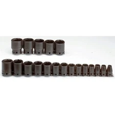 Proto J74106 19 Pc 1/2" Drive Black Oxide Standard Impact Socket Set - 6 Point