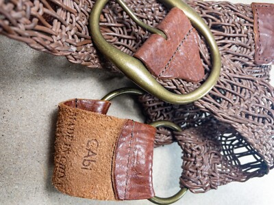 CAbi Genuine Leather Woven Tooled Brown Tassel Belt CAbi Women main image 3