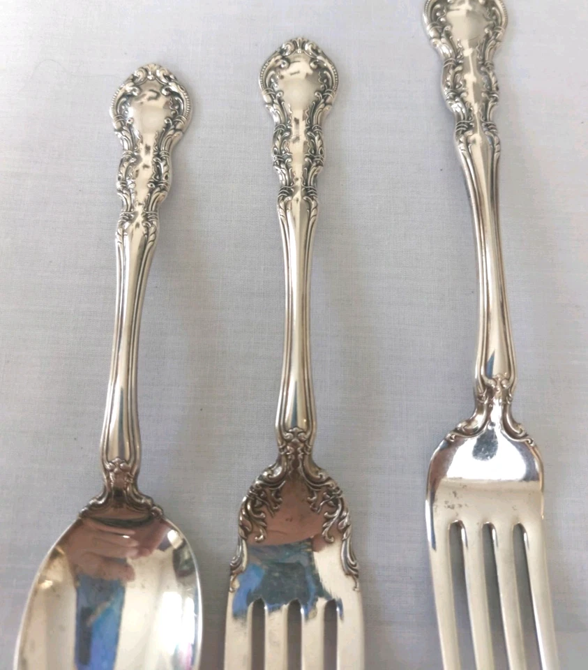 LOT 4 Wallace OLD ATLANTA Sterling Silver Dinner Fork Knife Piece Setting Marked - Image 3 of 4