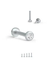 316L Surgical Steel Labret Stud Nose Ring Monroe Ear Cartilage 2.5mm CZ 18G 16G