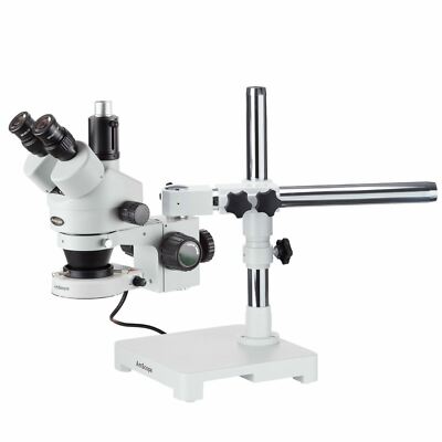 AmScope Stereo Zoom Trinocular Mikroskop 7X-45X + 80 LED Ringlicht