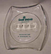 VINTAGE SAND DOLLAR RESTAURANT~ST. PETERSBURG, FL~GLASS ADVERTISING ASHTRAY