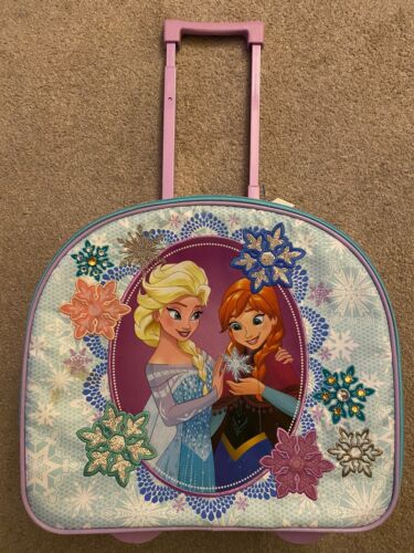 Disney Frozen Anna and Elsa Rolling Luggage, Adjustable Handle,Carry-on Suitcase - Afbeelding 1 van 4