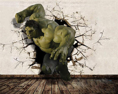 3d Big Hulk Break Out Wall Wallpaper Full Wall Mural Photo Printed Home Deco Kid Ebay