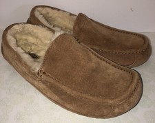 UGG Ascot 5775 Mens 8 Womens 9 Chestnut Suede Sheepskin Lined Moccasin Slippers