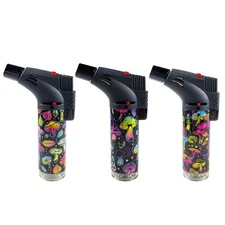 3Pack Jumbo 4" Single Jet Flame Torch Gun Lighter Refillable Lockable Colorful