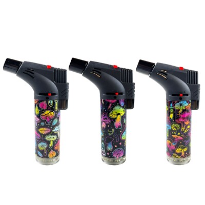3Pack Jumbo 4'' Single Jet Flame Torch Gun Lighter Refillable Lockable Colorful