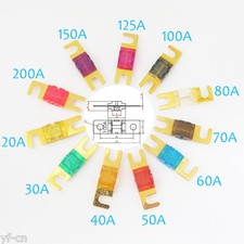 2pcs Gold Plated ANL Fuse For Car 20/30/40/50/60/70/80/100/125/150/200 Amp