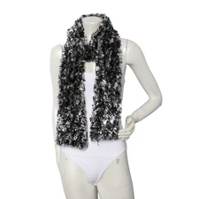 Cejon Fringe Shaggy Scarf Y2K Black White Grey Retro Long Faux Fur Soft Fluffy