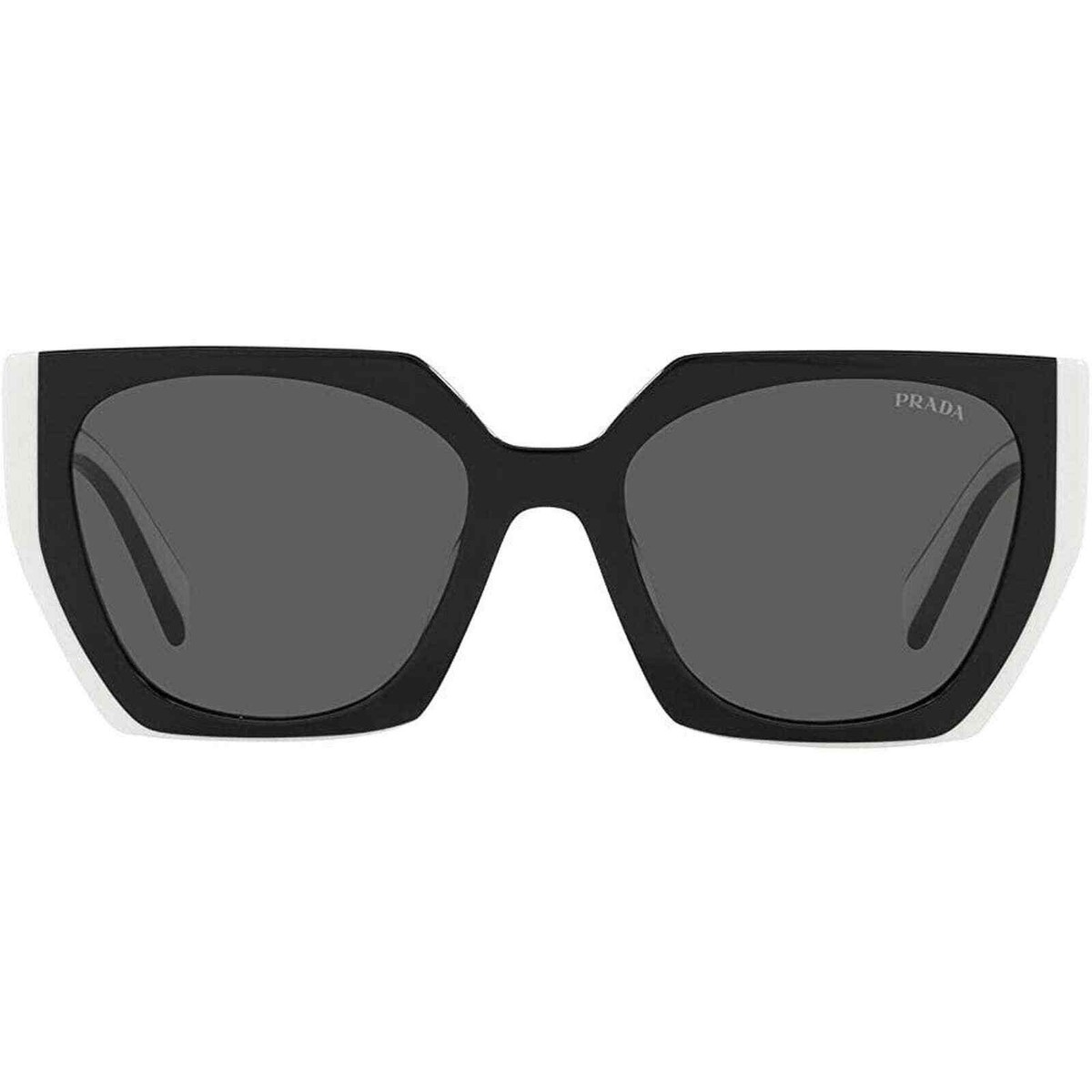 NEW Prada  PR15WS 09Q5S0 Black White Dark Gray Square Women Sunglasses Prada PR15WS 09Q5S0 Rectangle Sunglasses in Black and White  main image 2