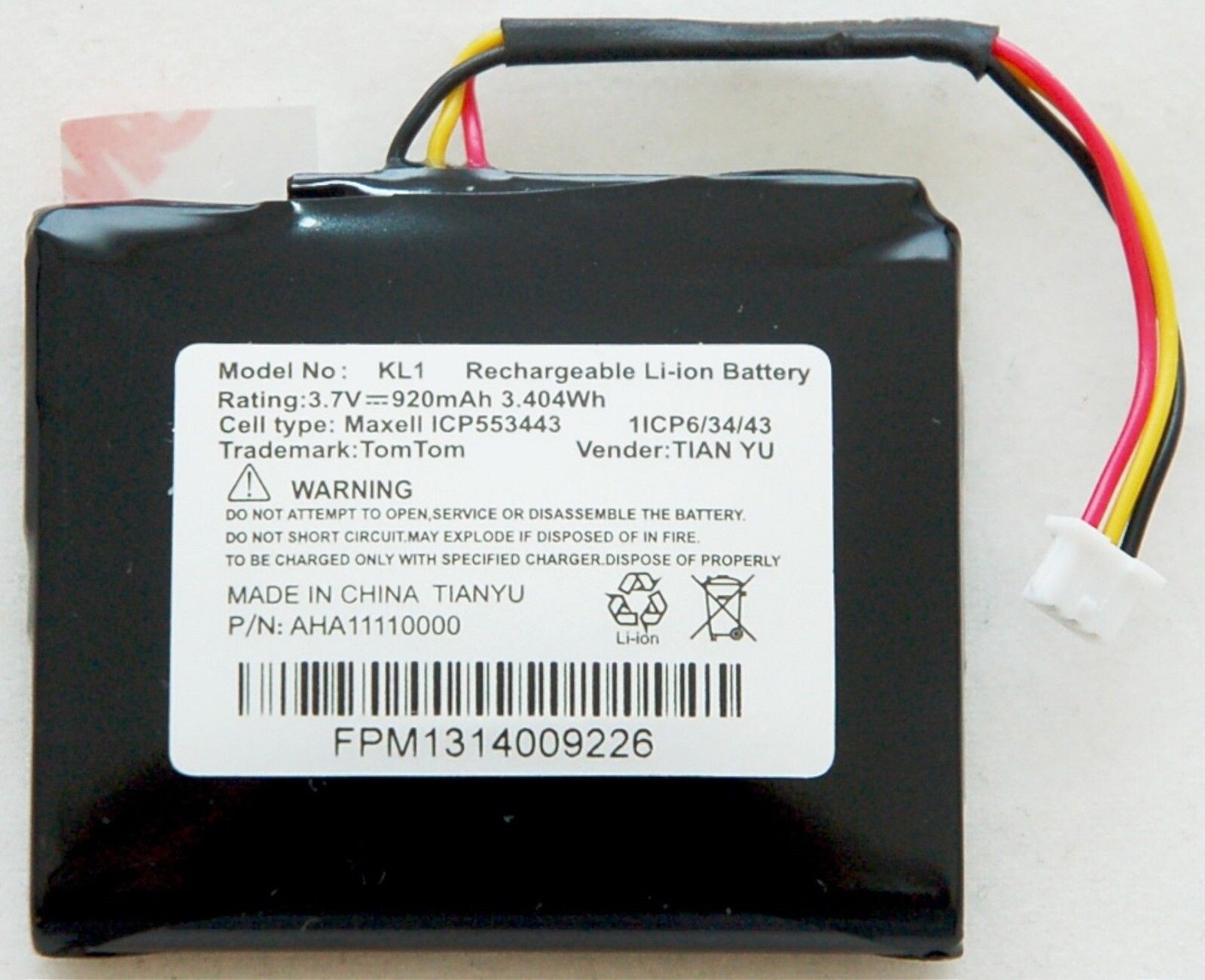 NEW OFFICIAL TomTom 920mAh GPS Battery VIA 1505TM 1535TM 1505M 1535M