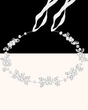 Flower Girl Headpiece Silver Crystal Pearl Hair Accessory for Weddings Parties