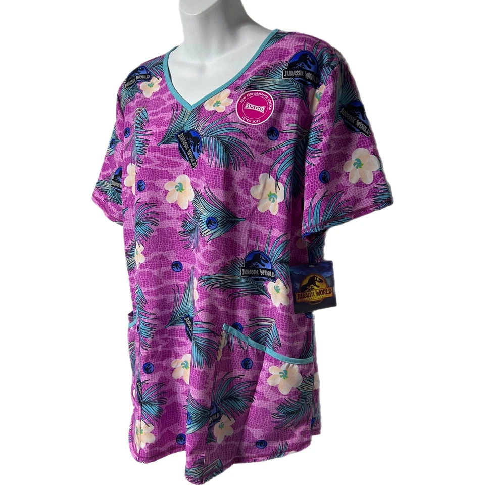 NWT Jurassic Park World Dominion Universal Studios Scrub Top Uniform Shirt Large - Image 2 of 4