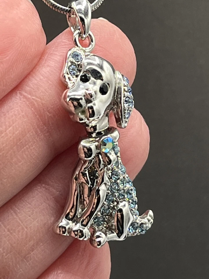 "Collar ISIS Firmado Cristal Azul AB Estrás Cachorro Mascota Amigo Colgante 16""" Foto 4 de 4