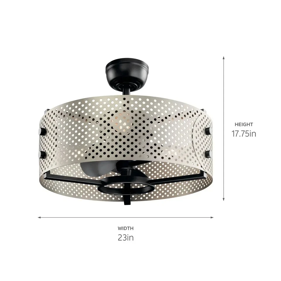 Kichler 300041SBK - Ventilador de techo negro satinado Eyrie 3 aspas 23" (NUEVO-SOLO CAJA DEFECTUOSA) Foto 3 de 4