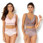 Rhonda Shear 2-pack Lace Bra with Removable Pads Pink/Mocha 539-606 , Size M