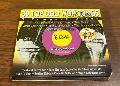 30 Top Doo Wop Songs- 3 disc set- Platters/Drifters/Diamonds/Dells/Penguins- GUC