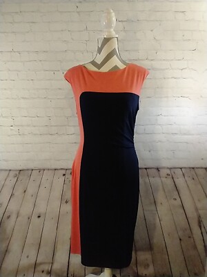 NWT navy blue/mango CONNECTED APPAREL colorblock sheath dress MSRP 70$ / size 10