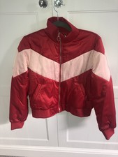 Forever 21 Red/pink Bomber Jacket With Circle Ring Zip Size M
