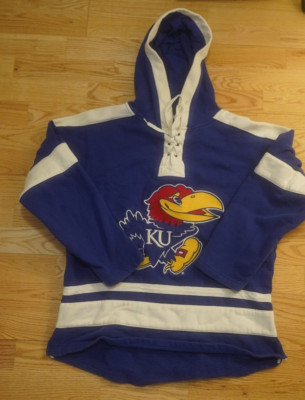 NCAA KANSAS UNIVERSITY JAYHAWKS UTS EMBROIDERED LACER HOODIE SIZE MEDIUM BLUE