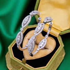 Women 950 Platinum Earring Hoops Lab Grown 3.00 Carat Round Cut Diamond 40 MM