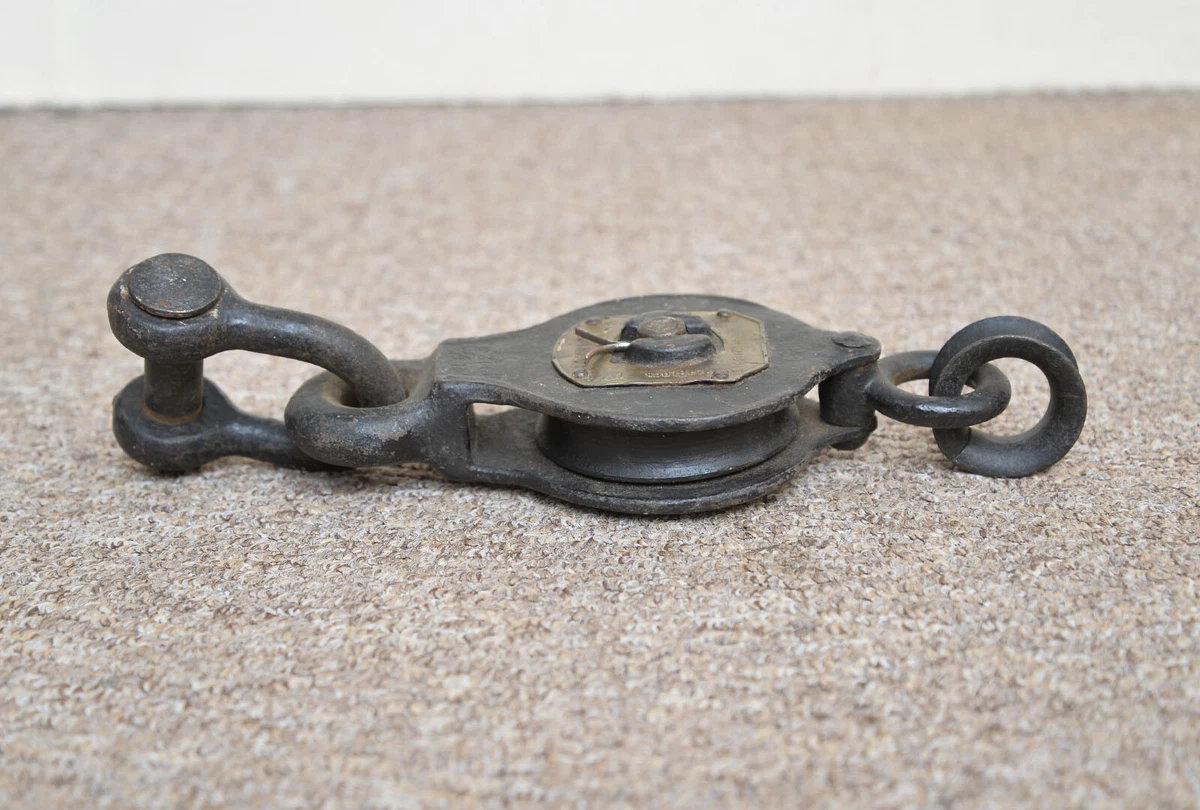 vintage military pulley block old metal pulley wheel 1941 pulley