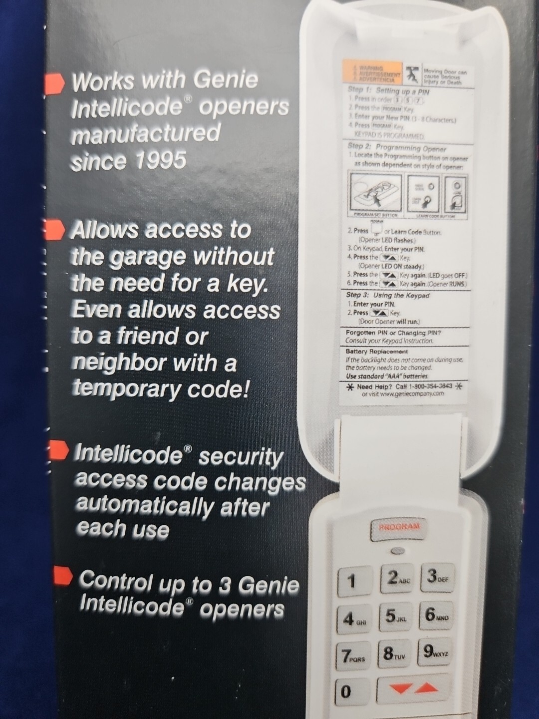 Genie Intellicode Wireless Keyless Keypad Garage Door Opener (37332R