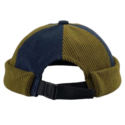 Cappello uomo bicolore velluto a coste teschio berretto marinaio retro polsino berretto regolabile carino nuovo - Foto 3 di 9