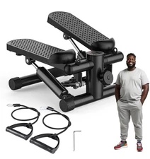Black Mini Stepper with Resistance Bands Twists TBJ-j01-v2- Blk P1