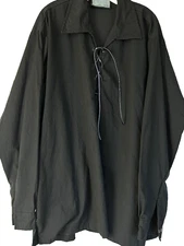 Prestige Scotland 3XL Black Poly Cotton L/S Leather Lace Up Costume Renaissance