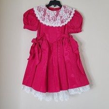 Jessica McClintock Girls Dress Gunne Sax Sz 5 Burgundy Lace Trim Holiday
