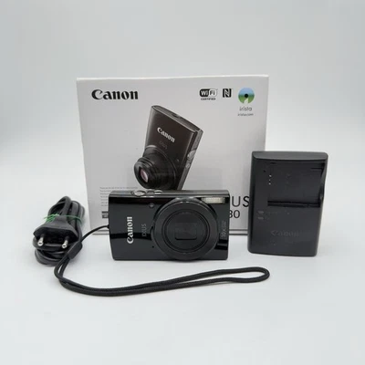 Canon IXUS 180 Digitalkamera schwarz 20MP 8x Zoom Blitz LCD - Getestet - Bild 1 von 4