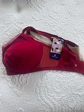 Honeylove CrossOver Bra 38DD/E Burgundy/Beige Wireless Lined T-Shirt Bra