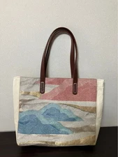 Kimono Obi Remake Bag Slightly Luxurious Tote A4 25x36x8Cm Japanese USED, K