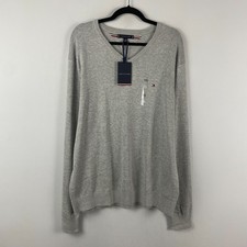Tommy Hilfiger Essential Long Sleeve Cotton V-Neck Sweater Size XXL Gray