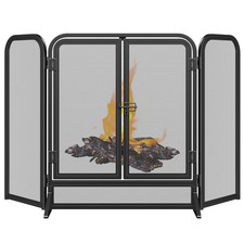 3 Panel Fireplace Screen 51.5" W x 32.5" H Modern Foldable with Wrought Metal...