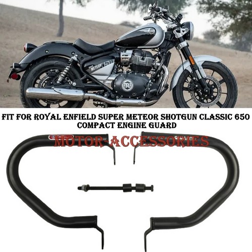 Protection De Carter (sump Guard) Pour Royal Enfield Meteor 350 Et New Classic 350 - Aluminium, Noir, Neuf