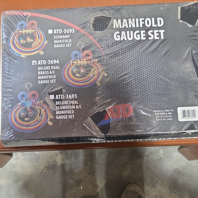 #ad #ad ATD ATD 3694 Deluxe Dual Brass A C Manifold Gauge Set R12 R134a w 3 Hoses $23.00