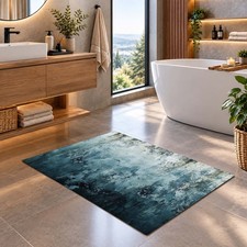 Abstract Ocean Texture Bath Mat, Modern Bathroom Rug, Luxury Home Deco